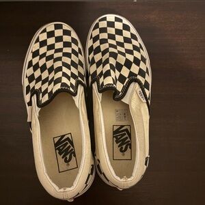Vans Checkered Slip-On Shoes - Black and White
